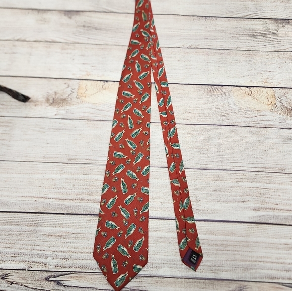 Valentino Rudy Ship in a Bottle Red Silk Neck Tie - Picture 2 of 4